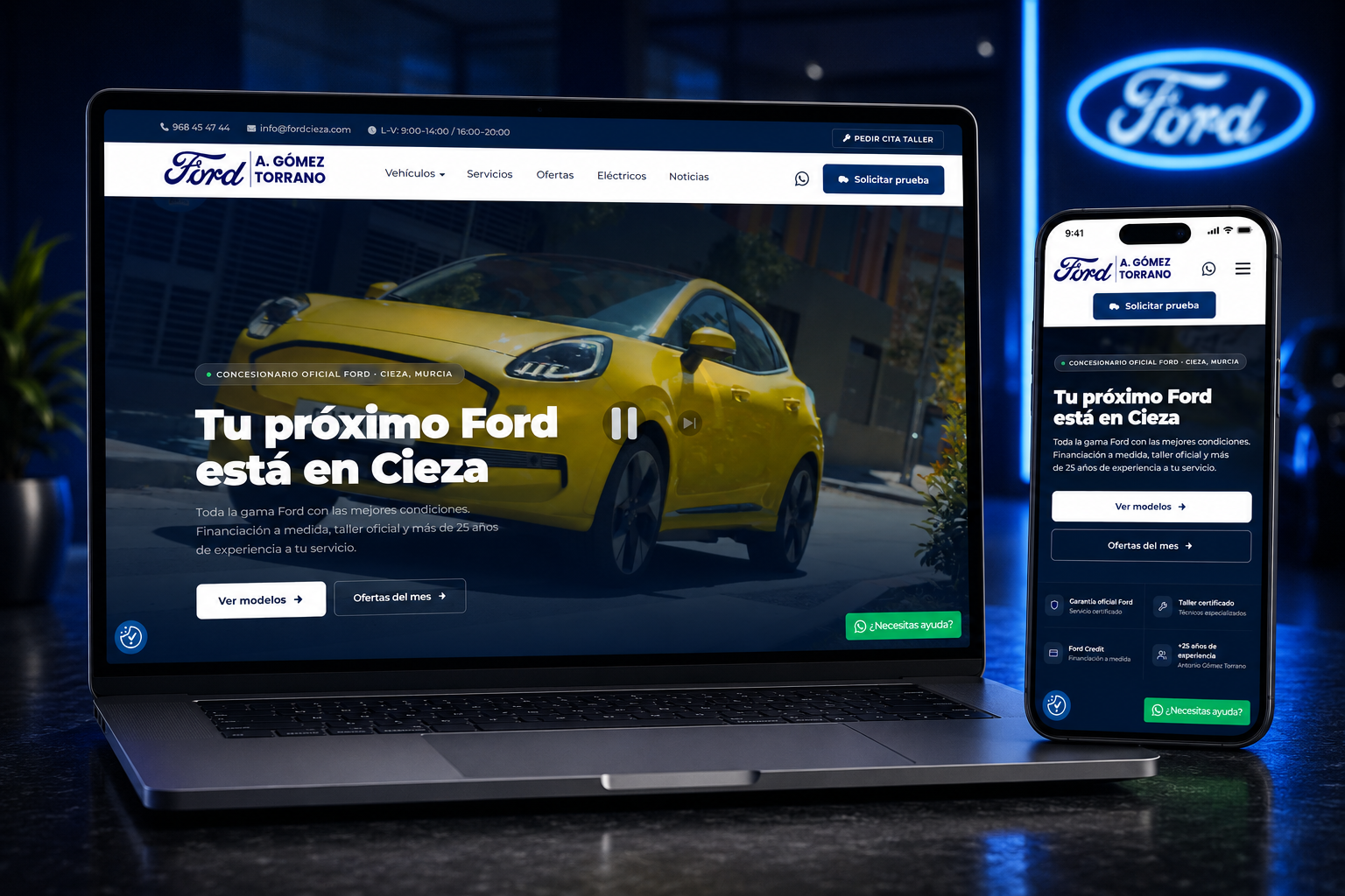 Web de Ford Cieza con asistente IA por AvanzaIA