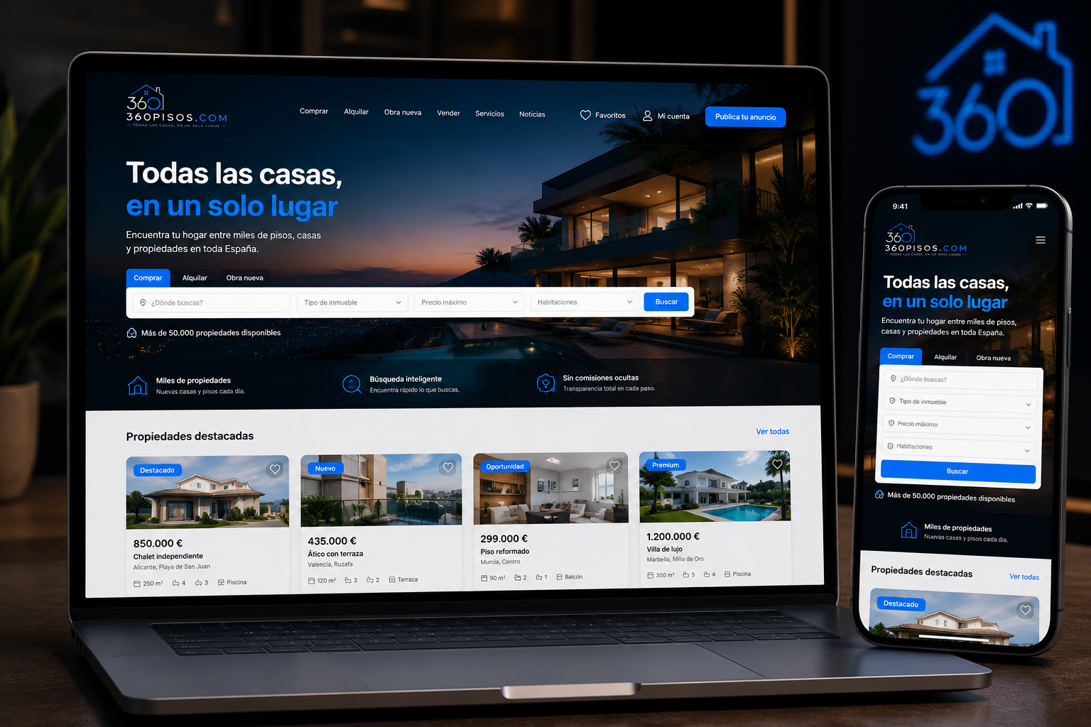 360pisos.com, marketplace inmobiliario con IA por AvanzaIA